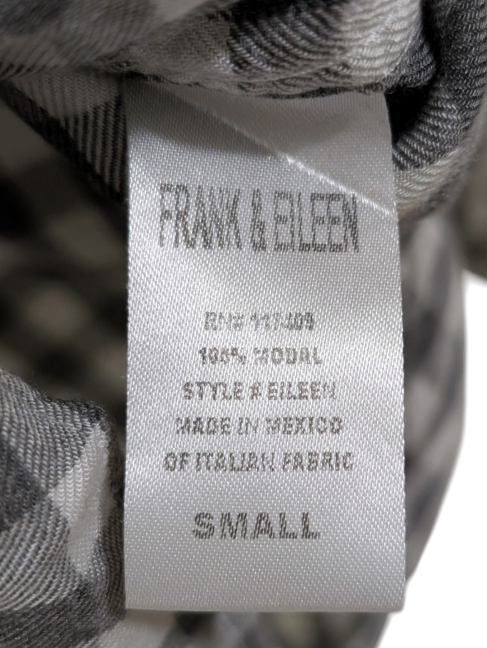 Frank & Eileen Eileen Gingham Button Up Shirt - Grey & White - Size Small - Picture 8 of 8